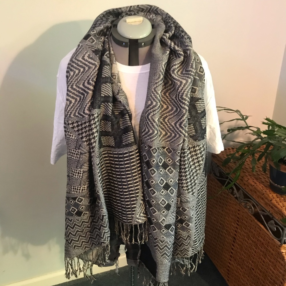 Blue patterned scarf